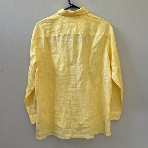 Magashoni 100% Linen Button Down Long Sleeve Women's Sunshine Yellow Blouse Sz S - Picture 5 of 9